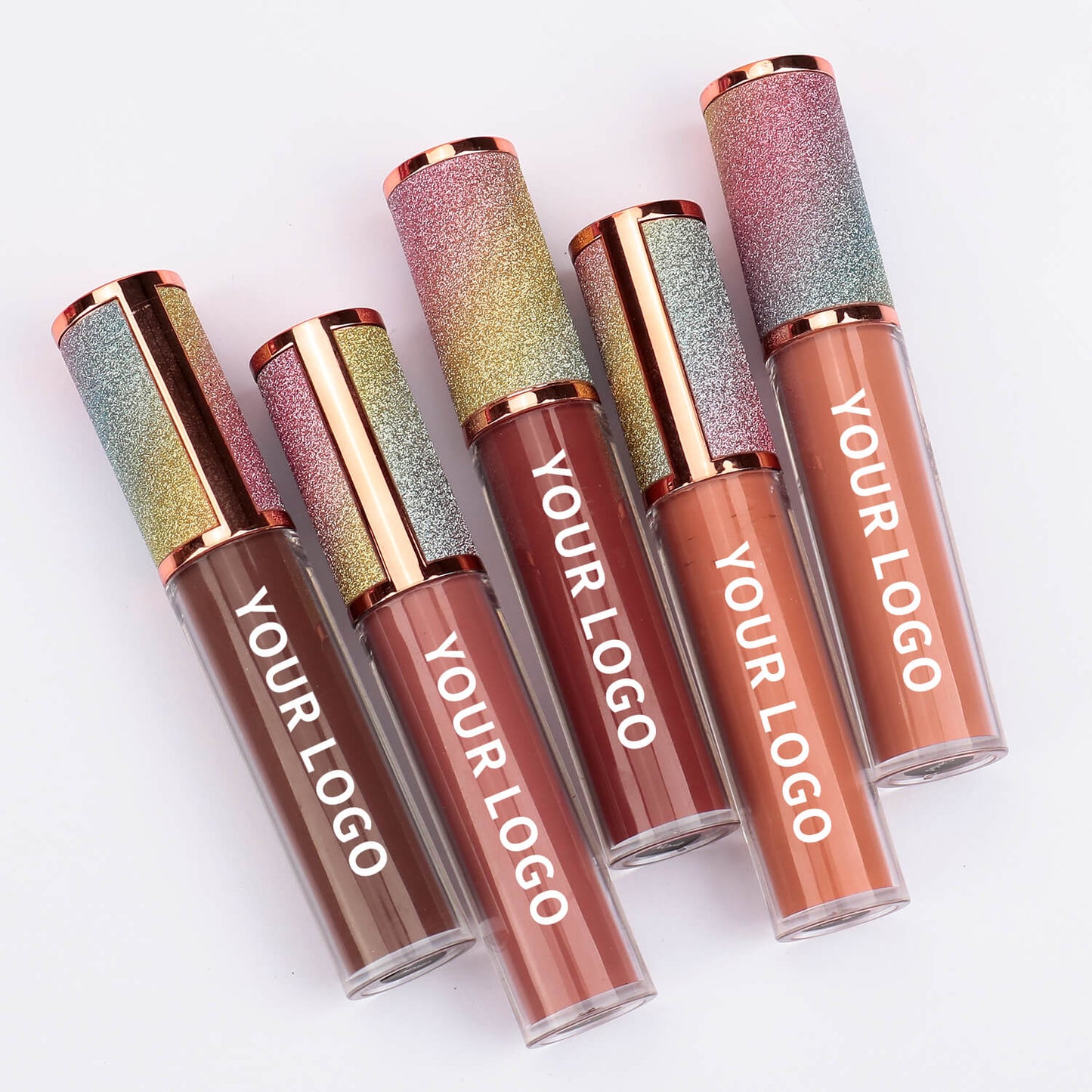Luxurious Gold and Silver Cap Lip Gloss in Round Tube Adorned with Pearl and Diamond Embellished Caps, P49 Series