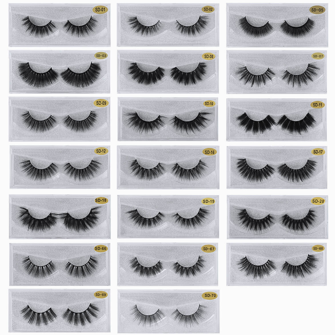 13-20mm Faux Mink Eyelashes, Custom Logo Eyelashes, SD