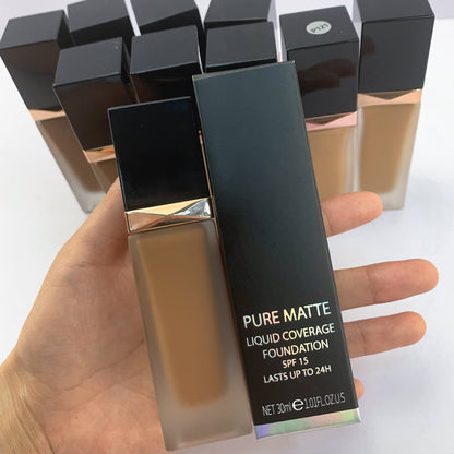 Square Matte Glass Bottle Foundation with Black Cap, P121