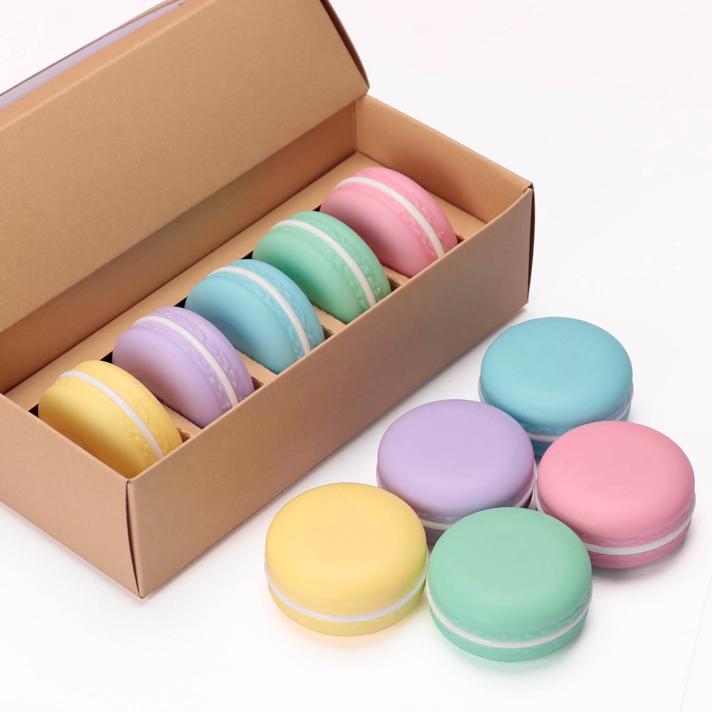 Pack of 5 Colorful Fruit Flavors Mini Macaron Shaped Lip Balm, Lip Balm Set, P114