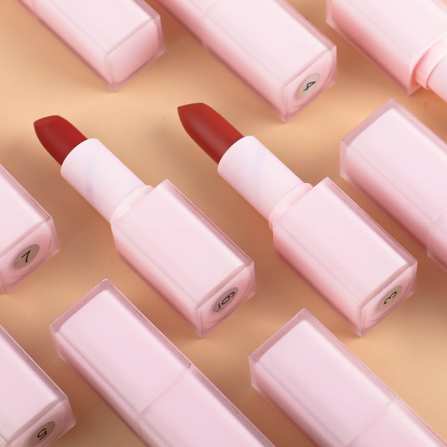 Square Pink Frosted Lipstick With A Translucent Shell, P218