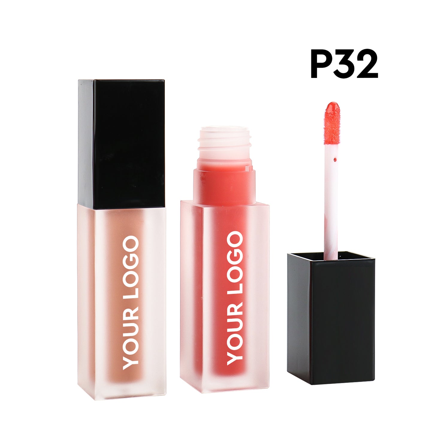 Modern Frosted Lip Gloss Tube with Sleek White/Black Lid, P27 P32