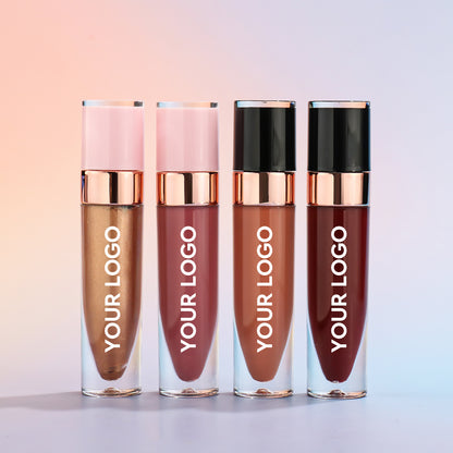 Chic Lip Gloss with Rose Gold Detail, Available in White, Pink, and Black Caps, P153 Series