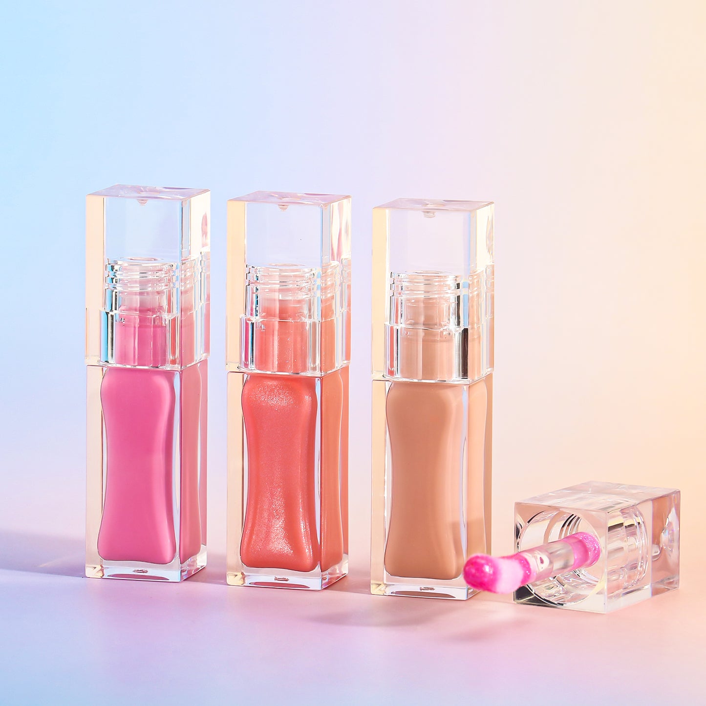 Elegant Crystal Clear Square Lip Gloss with Vibrant Colors and Soft Finish, P238