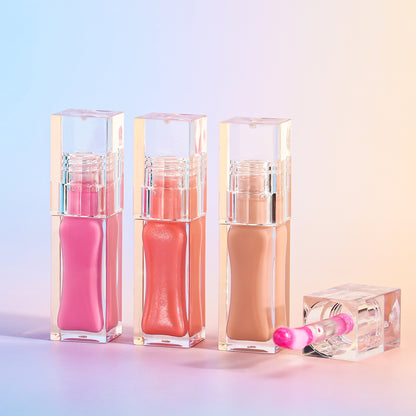 Elegant Crystal Clear Square Lip Gloss with Vibrant Colors and Soft Finish, P238