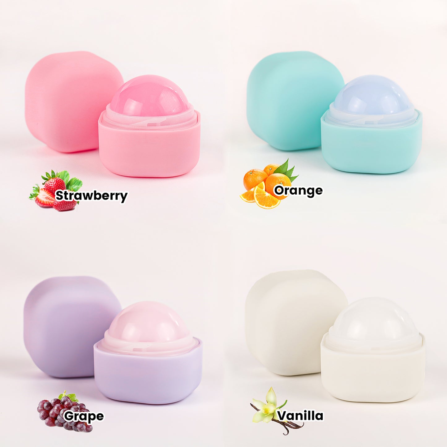 4 Fruit Flavors Cute Lip Balm,P125 (Frosted Suface)