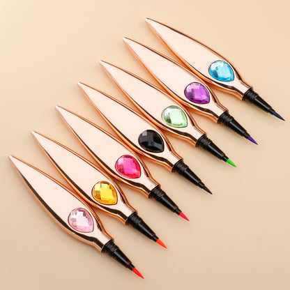 Colorful Eyeliner, Sleek Rose Gold Eyeliner with Multicolor Gemstone Accent, P207