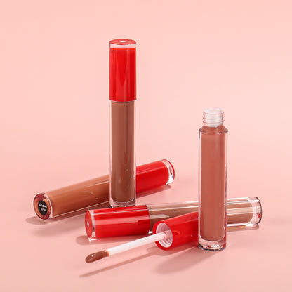 Elegant Long Round Tube Lip Gloss with Red Cap, P92