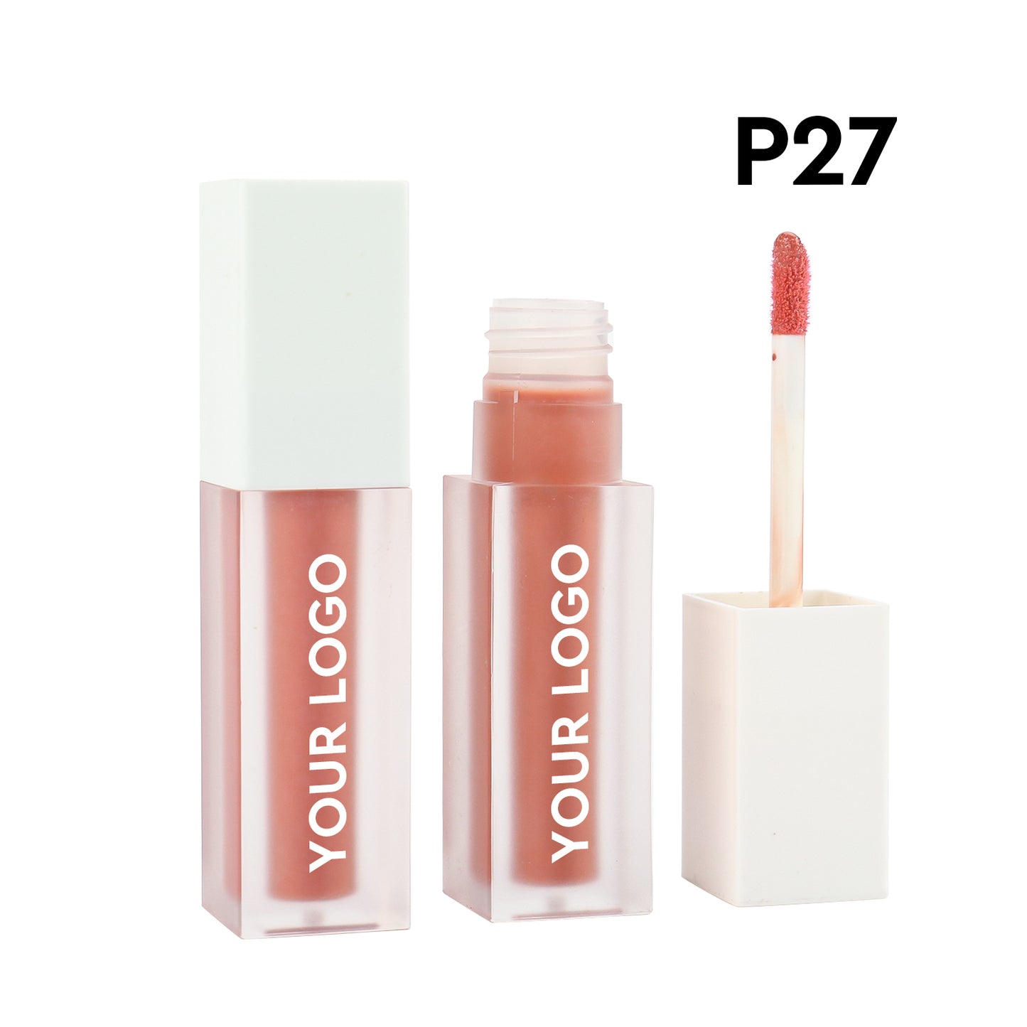 Modern Frosted Lip Gloss Tube with Sleek White/Black Lid, P27 P32