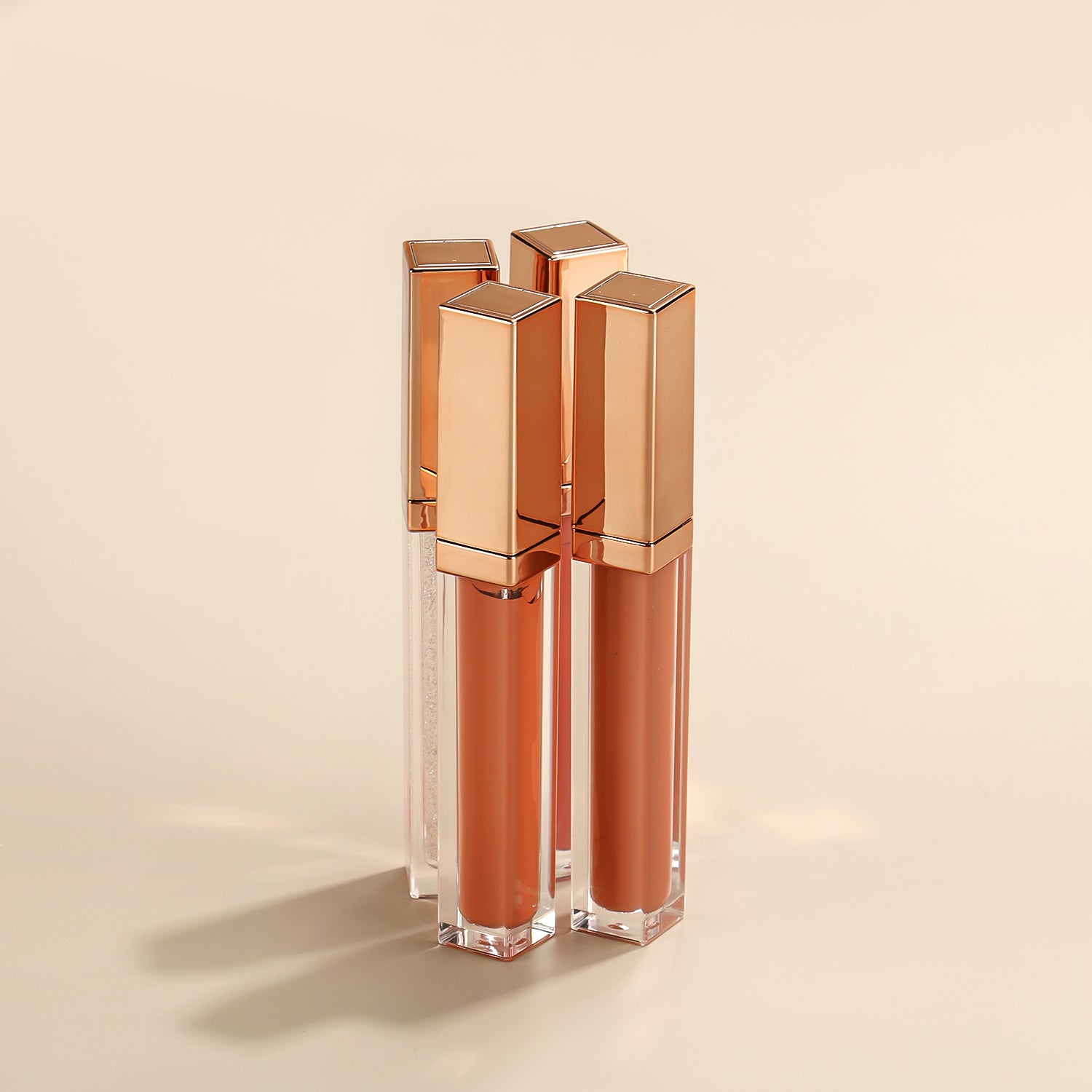 Elegant Square Rose Gold Lip Gloss, Custom Logo Lipgloss, P9