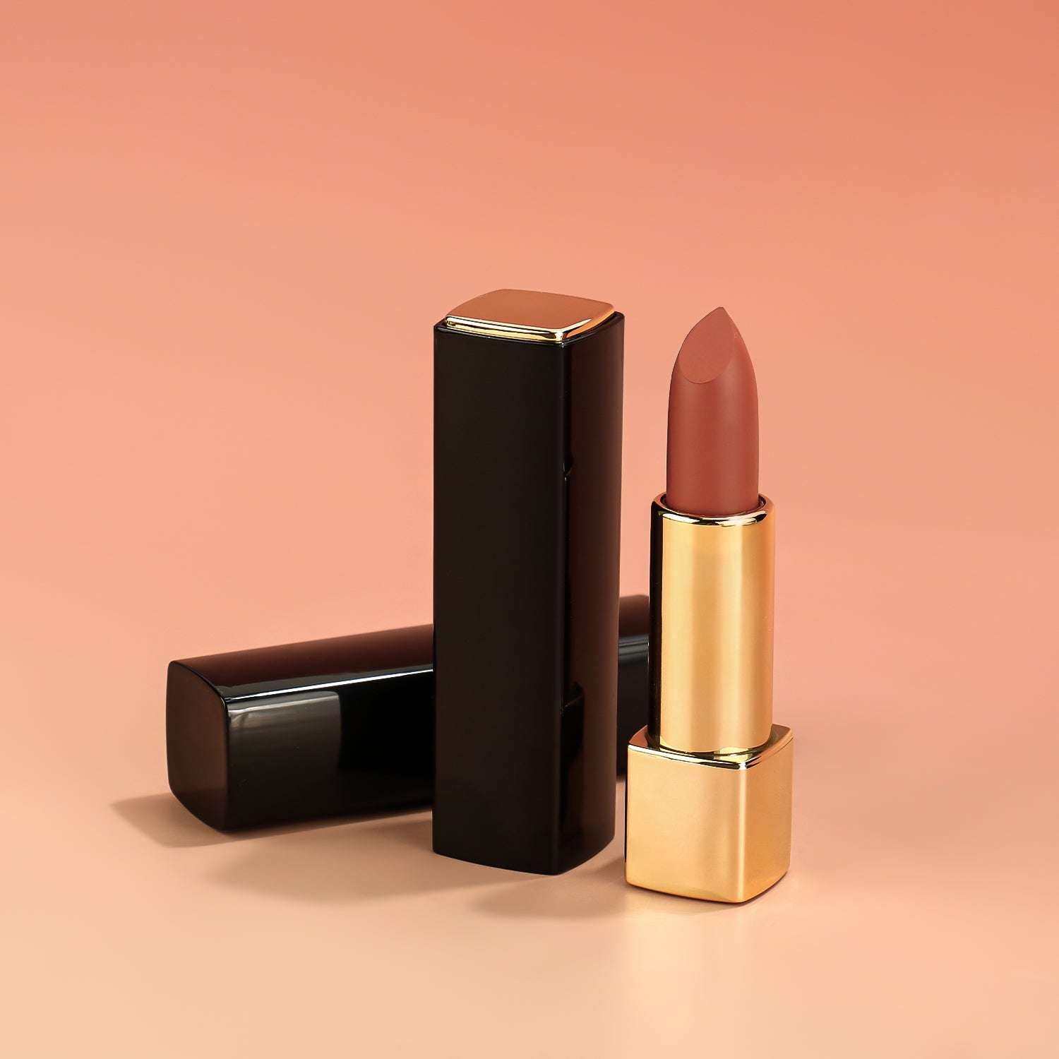 Classic Black Case and Gold Tube Push-Release Lipstick with Shine Finish, P189-1