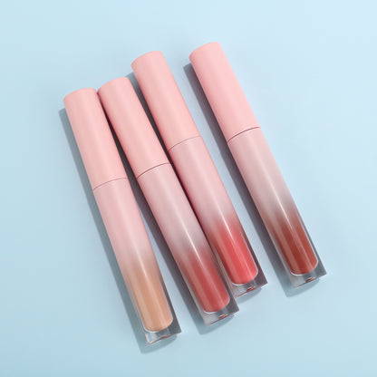 Slim Round Tube Lip Gloss with Pink-Transparent Gradient Matte Shell, P151