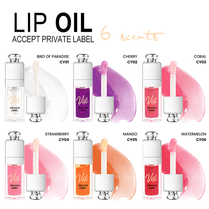 6 Flavors, Moisturizing Lip Oil, Fruit Flavoured Lip Oil For Dry Lip's Moisturizing Hydrating And Nourishing, VP01