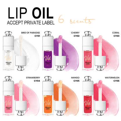 6 Flavors, Moisturizing Lip Oil, Fruit Flavoured Lip Oil For Dry Lip's Moisturizing Hydrating And Nourishing, VP01