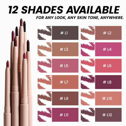 12 Colors Lip Liner, 2 in 1, VP15