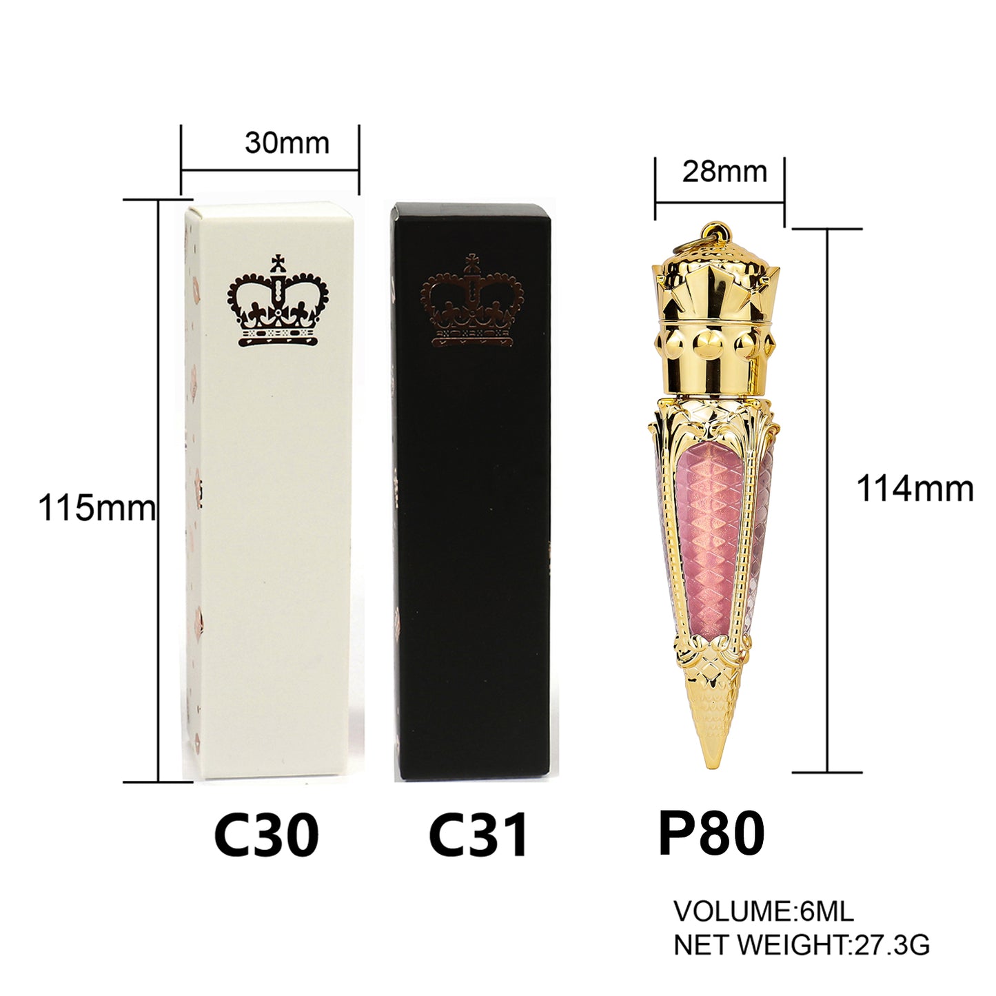 Luxurious Gold-Capped Christian Lip Gloss with Ornate Design, P80