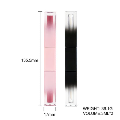 Dual-Ended Lip Gloss with Gradient Pink and Black Square Tube, P53, P53-1