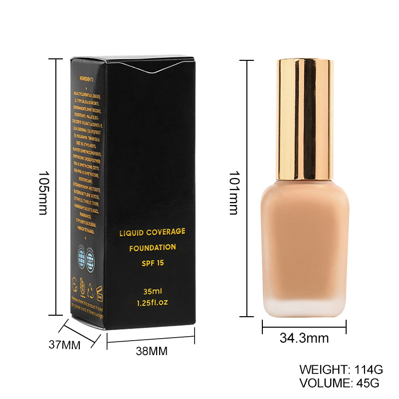 Exquisite Foundation Fluid in Luxurious Frosted Glass Bottle with Gold Lid, VP12