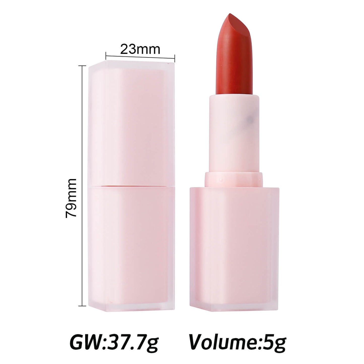 Square Pink Frosted Lipstick With A Translucent Shell, P218