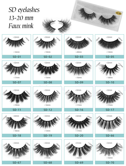 13-20mm Faux Mink Eyelashes, Custom Logo Eyelashes, SD