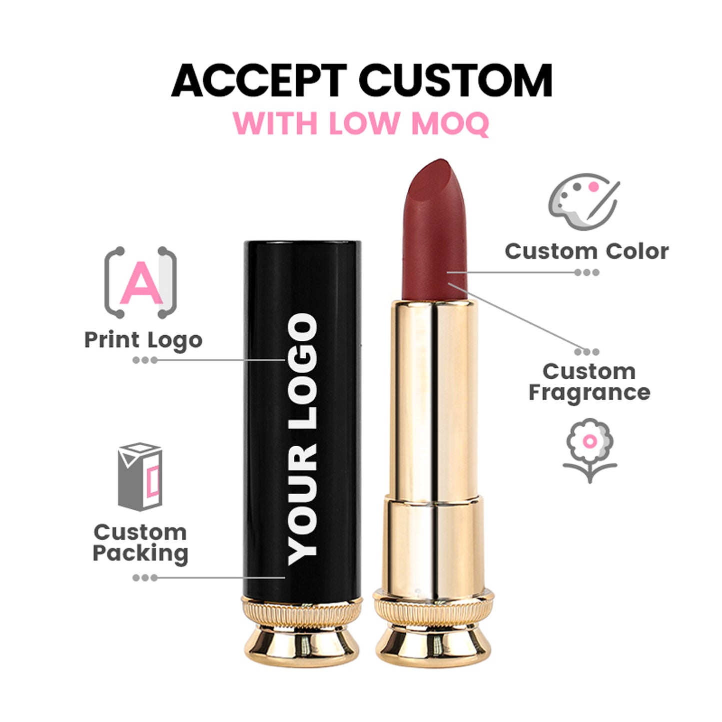 Black Metal Tube, 8-Shade Velvet Lipstick, VP07