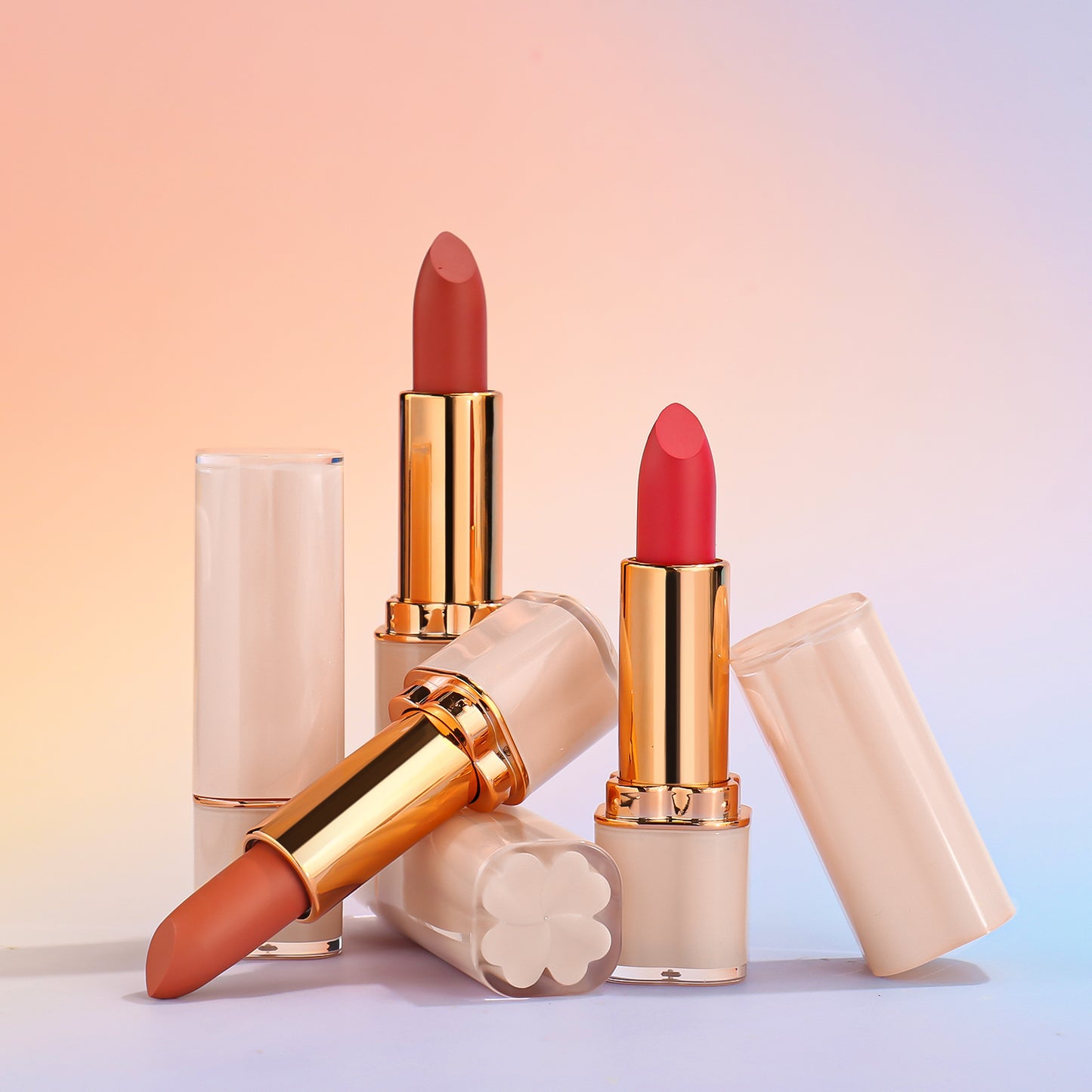 Elegant Nude Lipstick with Distinct Clover Decor, P235