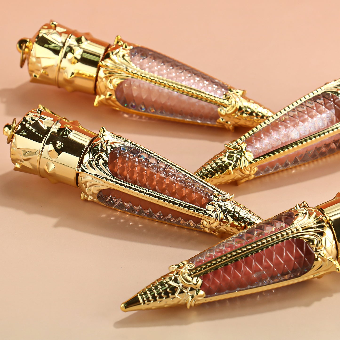 Luxurious Gold-Capped Christian Lip Gloss with Ornate Design, P80