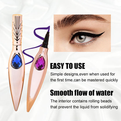 Colorful Eyeliner, Sleek Rose Gold Eyeliner with Multicolor Gemstone Accent, P207