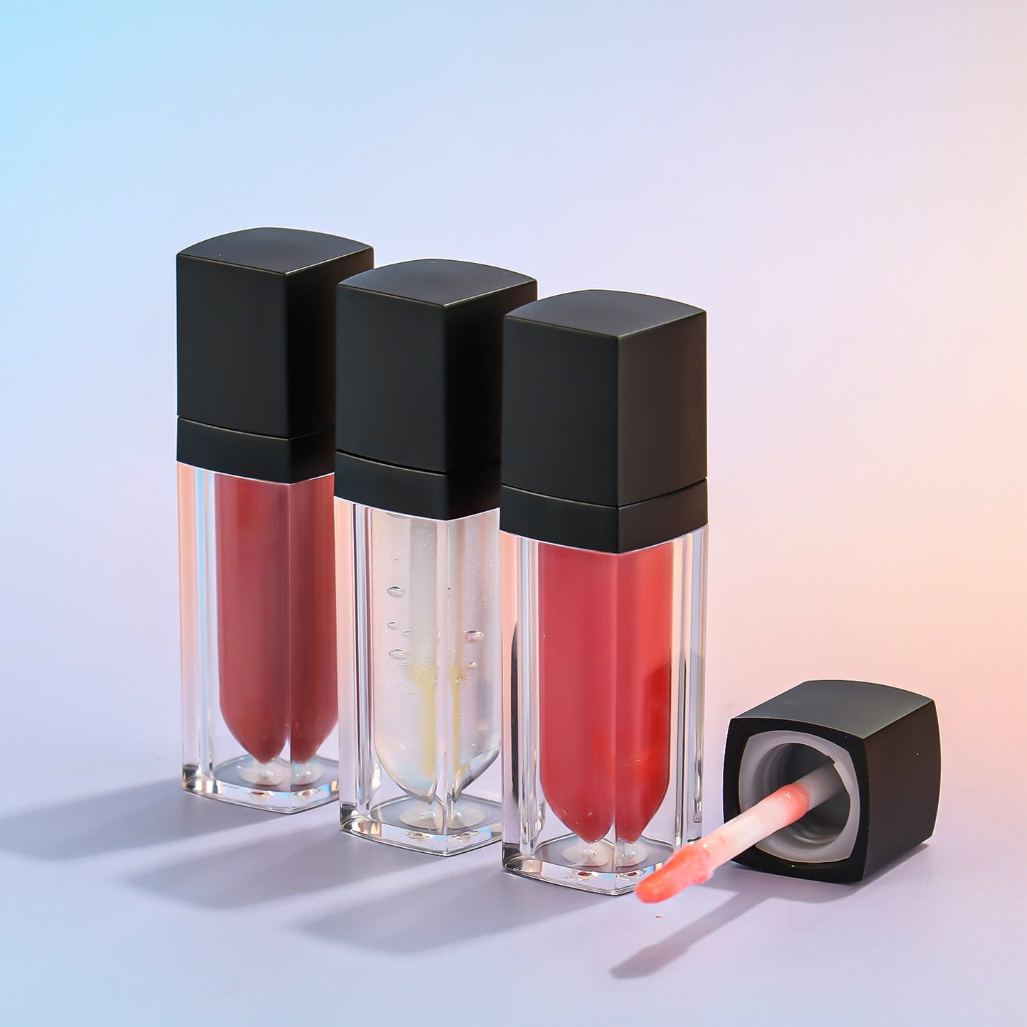 Square Tube Lip Gloss with Sleek Black Cap, P205