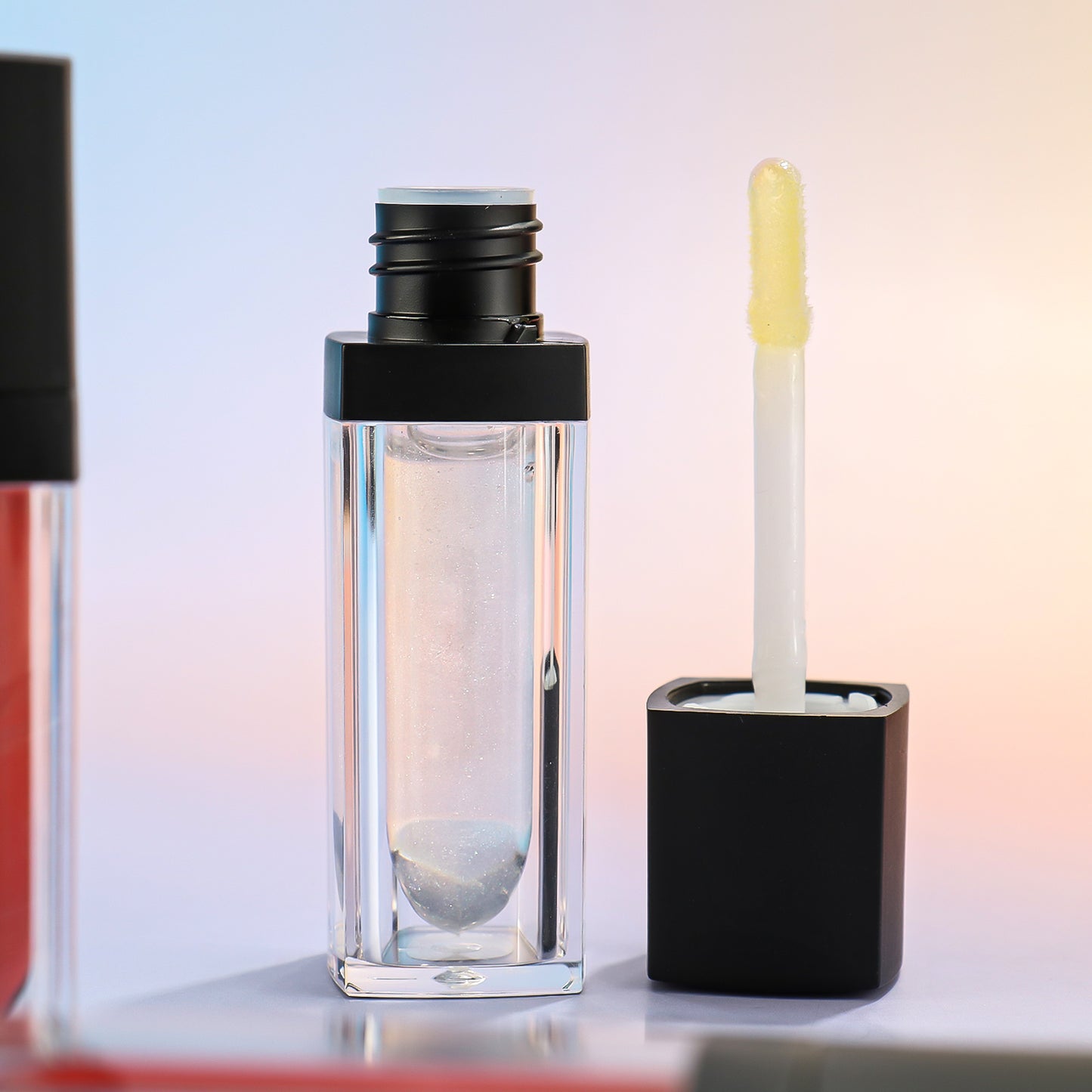 Square Tube Lip Gloss with Sleek Black Cap, P205