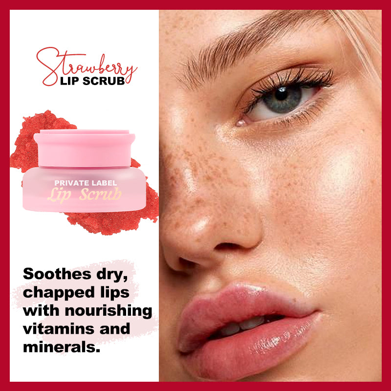 Jar of Strawberry Lip Scrub - Exfoliating Lip Exfoliant for Dead Skin Removal, VP17