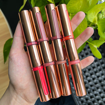 Round Tube Rose Gold Dual-Ended Lip Gloss, P48