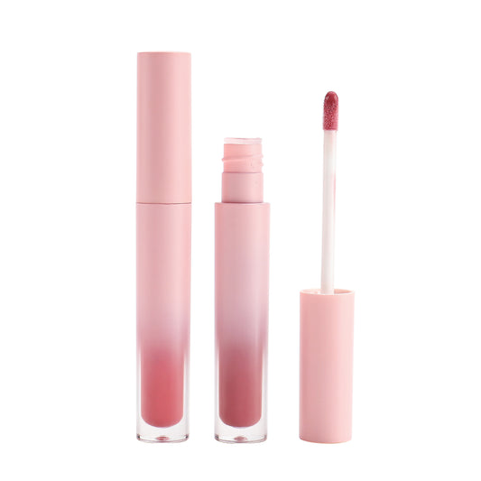 Slim Round Tube Lip Gloss with Pink-Transparent Gradient Matte Shell, P151