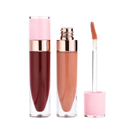 Chic Lip Gloss with Rose Gold Detail, Available in White, Pink, and Black Caps, P153 Series