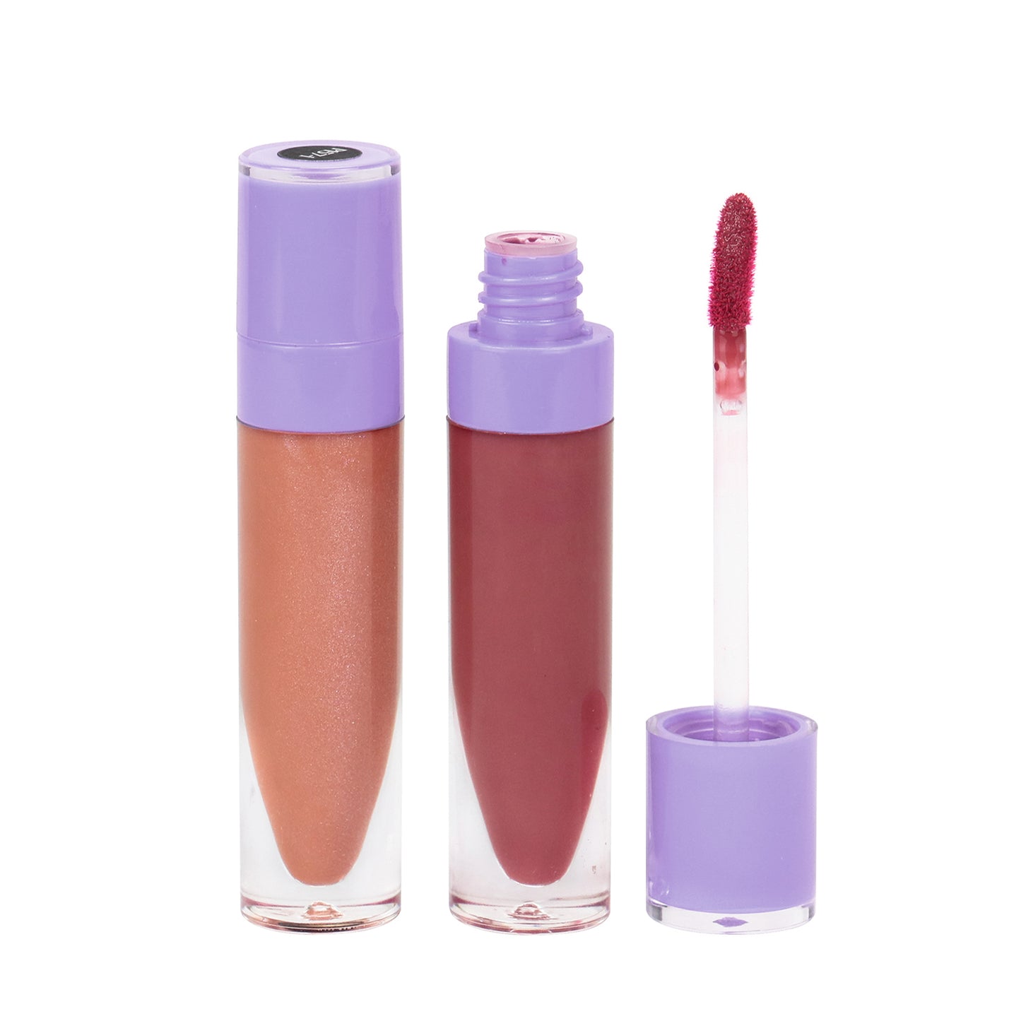 Simple Round Lip Gloss Tubes with Multi-Colored Caps in Purple, Pink, Hot Pink, and Black, P157 Series