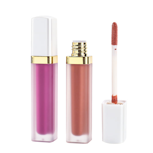 White Cap and Gold Accent Square Tube Lip Gloss, P34