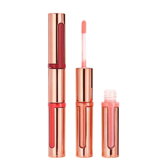 Round Tube Rose Gold Dual-Ended Lip Gloss, P48