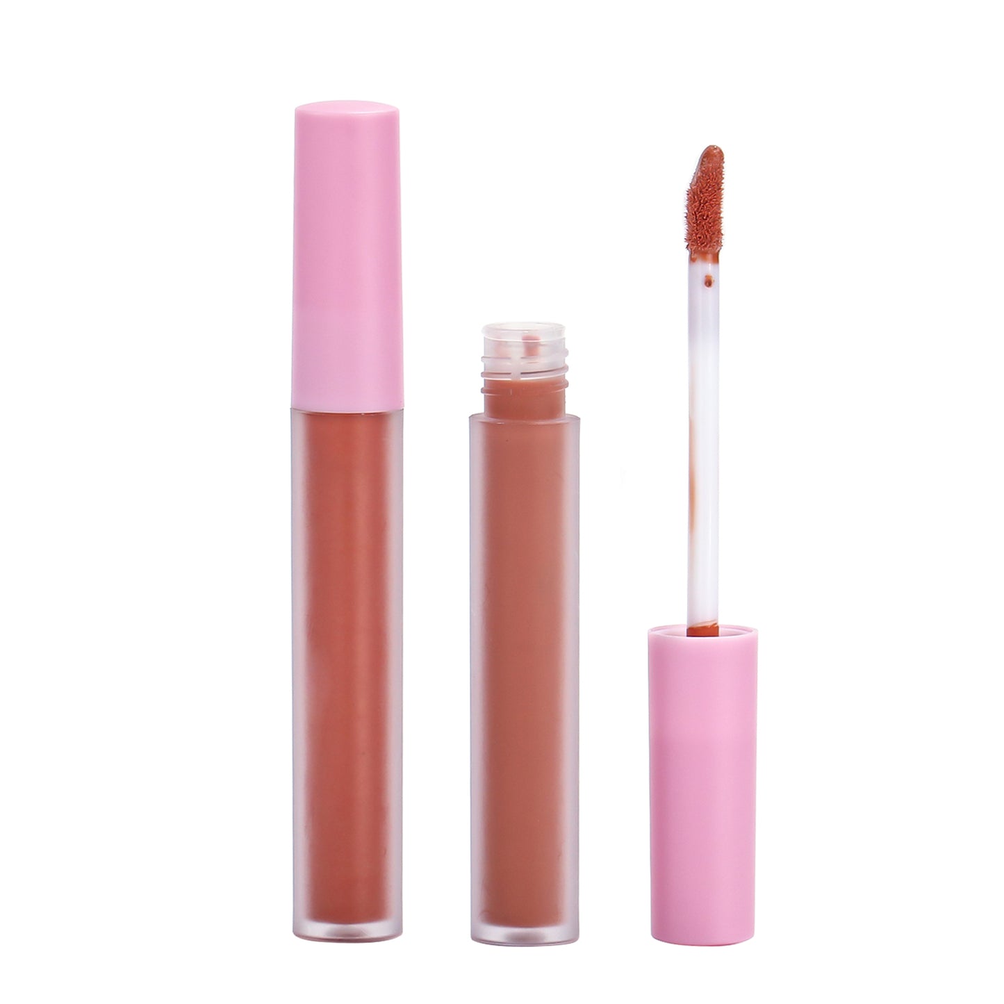 Pink Cap Lip Gloss with Frosted Tube and Slightly Raised Cap Lip Gloss, P65