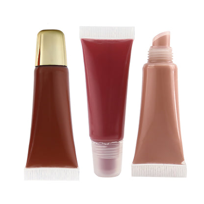 Portable 10ml Soft Tube with Gold Lid and Transparent Lip Gloss, P60, P84