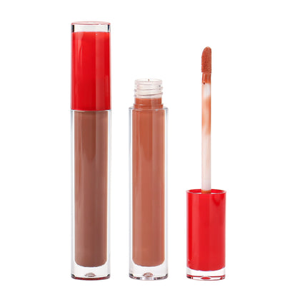 Elegant Long Round Tube Lip Gloss with Red Cap, P92