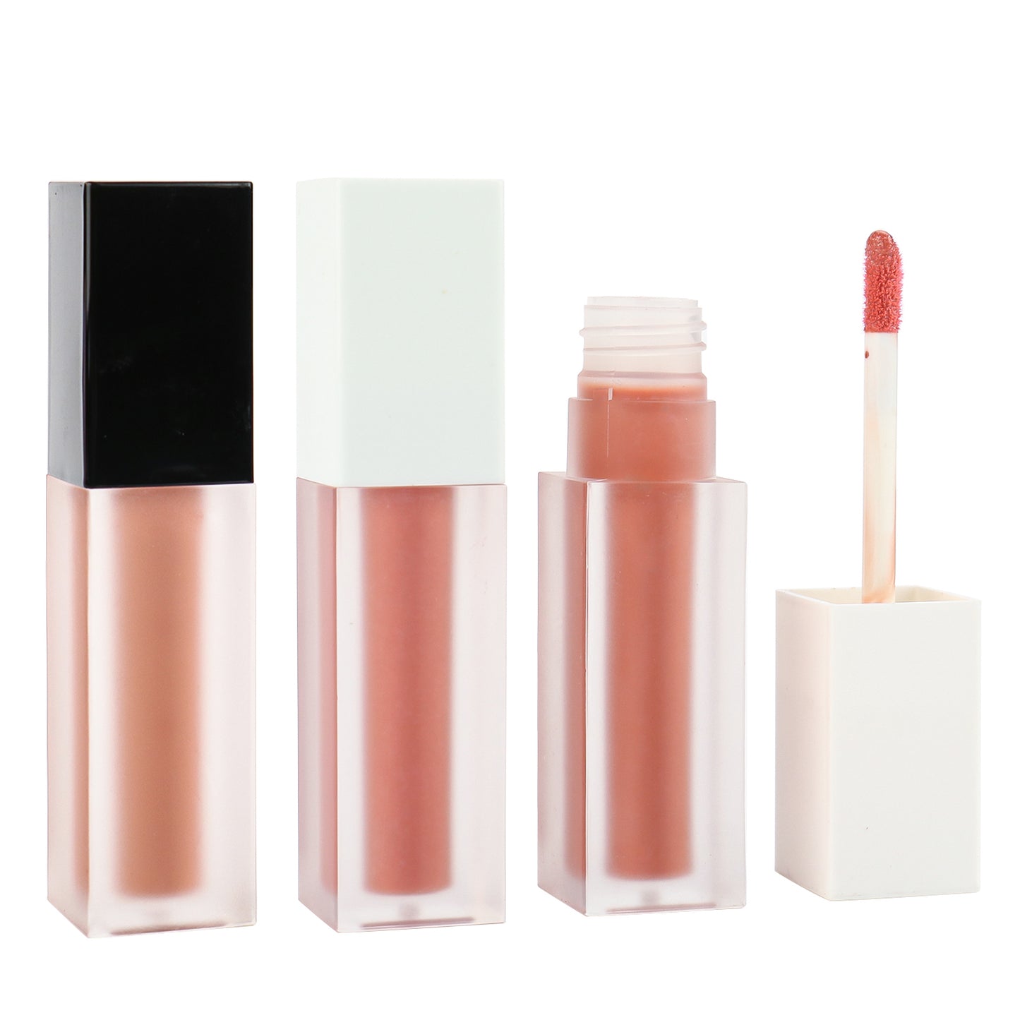 Modern Frosted Lip Gloss Tube with Sleek White/Black Lid, P27 P32