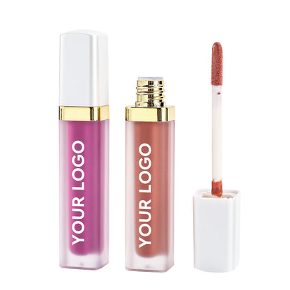 White Cap and Gold Accent Square Tube Lip Gloss, P34