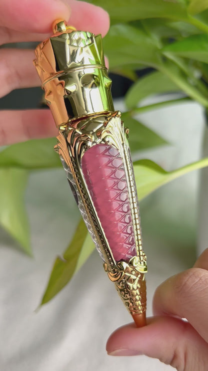 Luxurious Gold-Capped Christian Lip Gloss with Ornate Design, P80