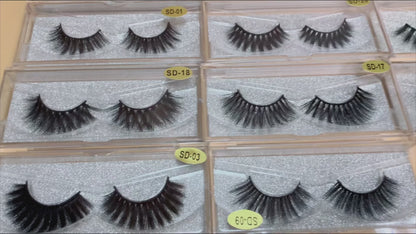 13-20mm Faux Mink Eyelashes, Custom Logo Eyelashes, SD