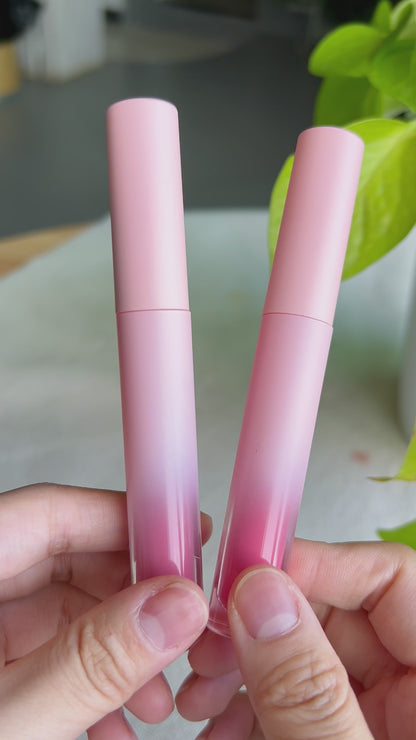 Slim Round Tube Lip Gloss with Pink-Transparent Gradient Matte Shell, P151