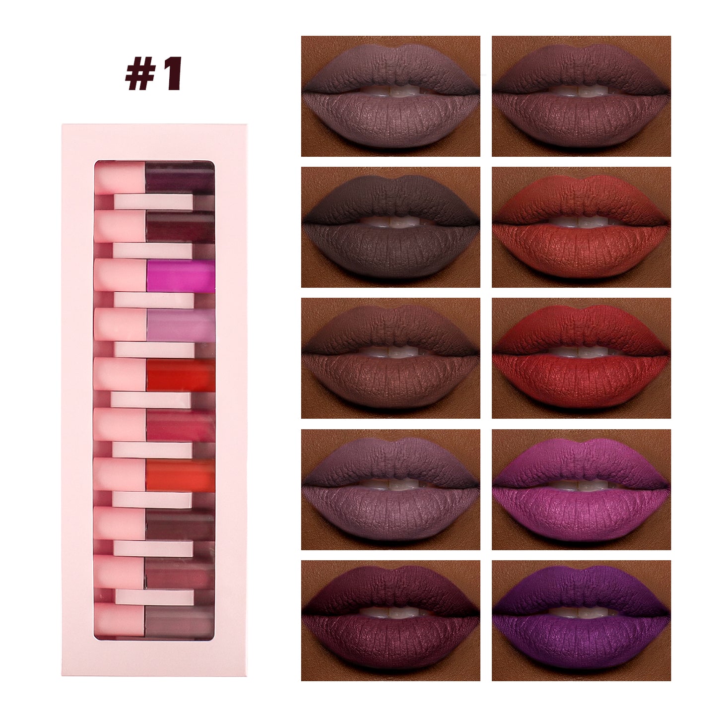 10Pcs/Set Mini Lip Gloss, Matte & Shine, 4 Style, P119