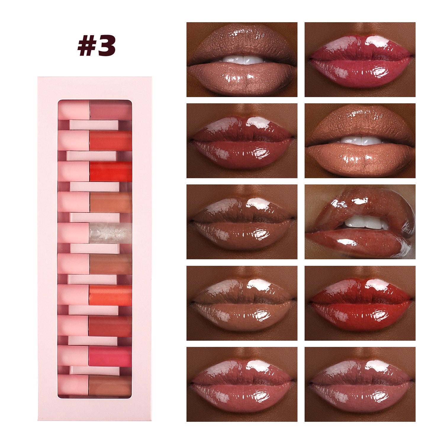 10Pcs/Set Mini Lip Gloss, Matte & Shine, 4 Style, P119