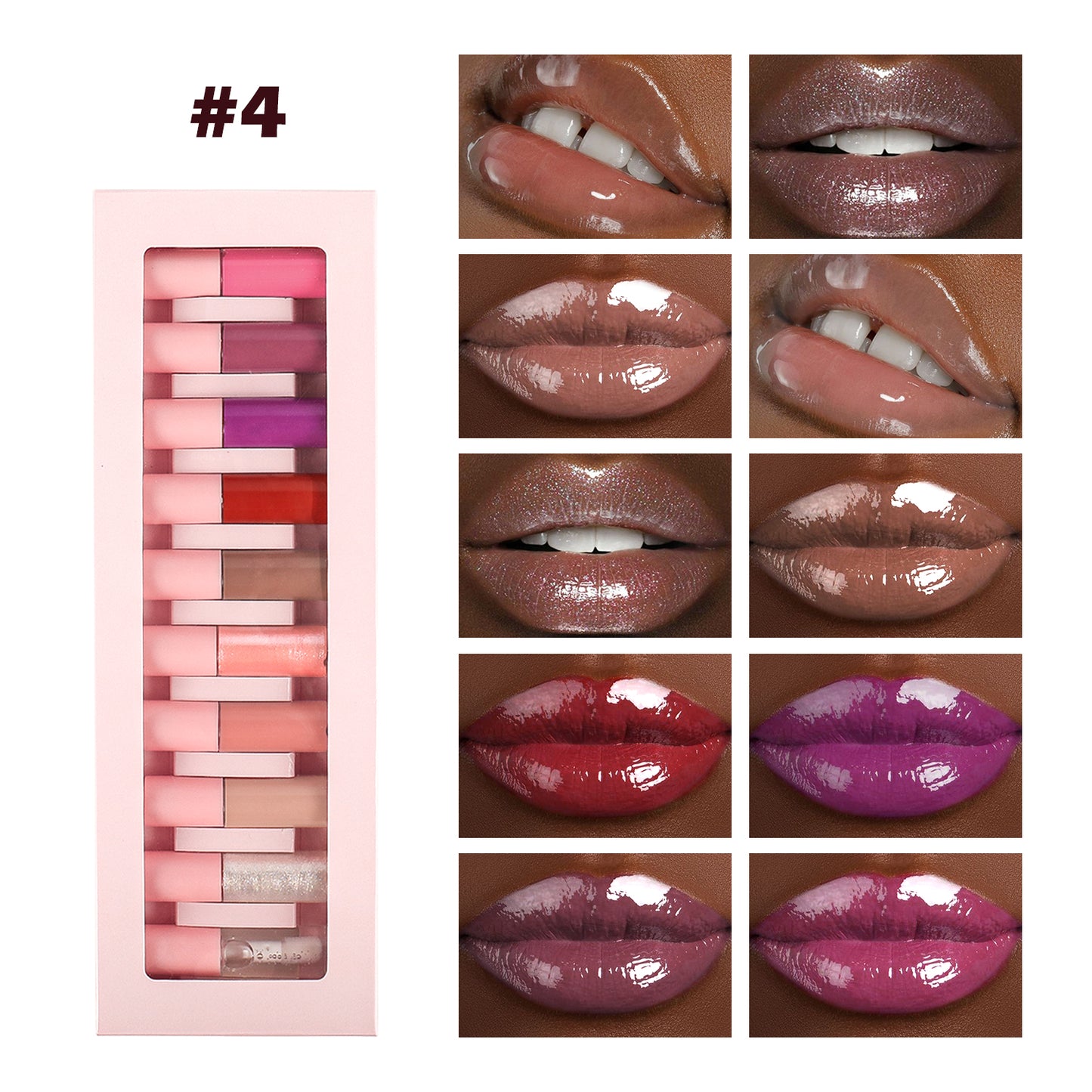 10Pcs/Set Mini Lip Gloss, Matte & Shine, 4 Style, P119