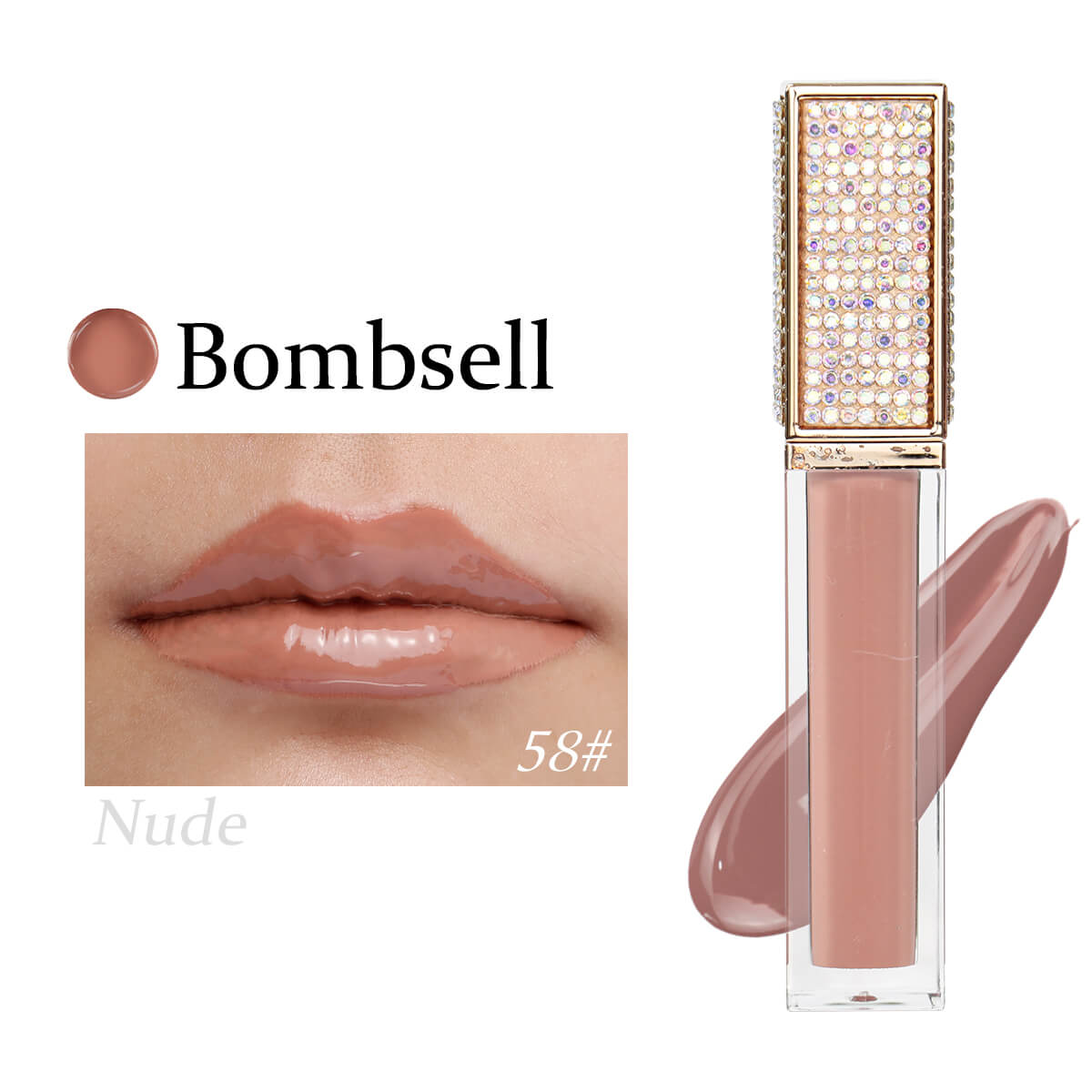 Shinestone Cap Glitter Lip Gloss, P188